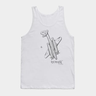 Pursuit Airplane Vintage Patent Hand Drawing Tank Top